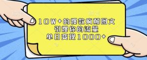 10W+的爆款疯颠图文，引爆你的流量，单日变现1k【揭秘】-网创源码