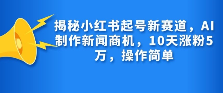 揭秘小红书起号新赛道，AI制作新闻商机，10天涨粉1万，操作简单-网创源码