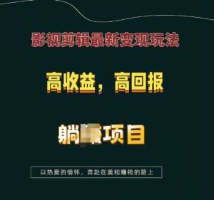 影视剪辑最新变现玩法，高收益，高回报，躺Z项目【揭秘】-网创源码