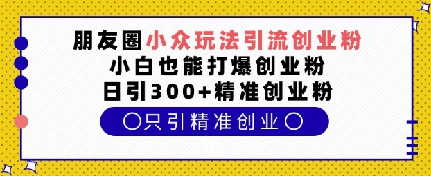 朋友圈小众玩法引流创业粉,小白也能打爆创业粉,日引300+精准创业粉【揭秘】-网创源码
