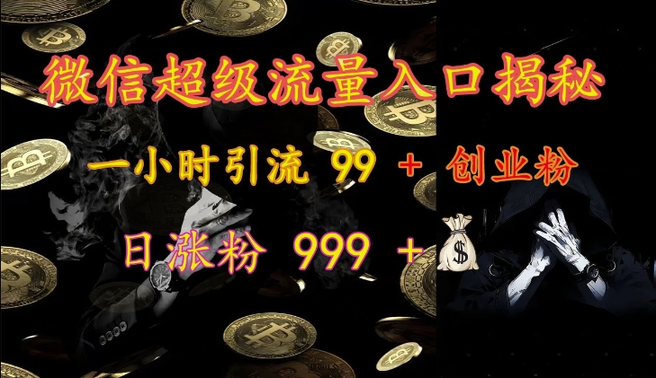 微信超级流量入口揭秘:一小时引流 99 + 创业粉,日涨粉 999 +-网创源码