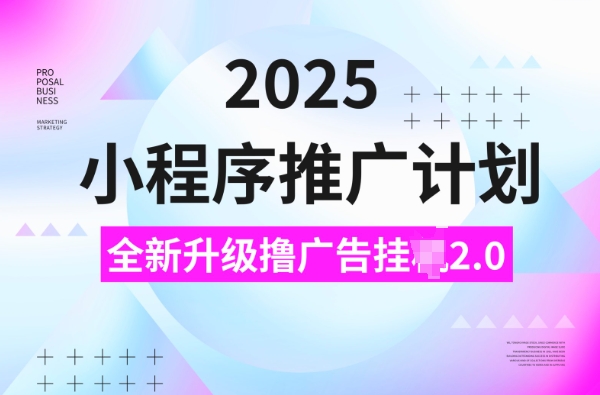 2025小程序推广计划，撸广告挂JI3.0玩法，日均5张【揭秘】-网创源码