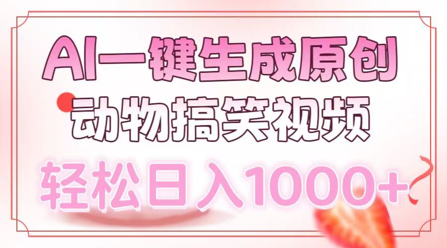 AI一键生成原创动物搞笑视频，轻松日入1000+-网创源码