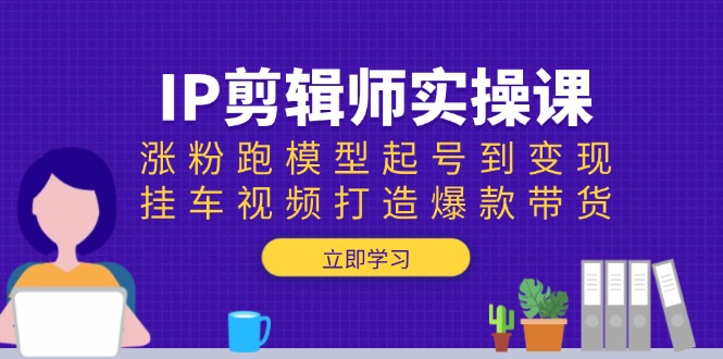 IP剪辑师实操课：涨粉跑模型起号到变现，挂车视频打造爆款带货-网创源码