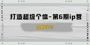 打造 超级个体-第6期ip营:商业认知,产品设计,成交演练,解决知识变现难题-网创源码