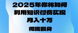 2025年,你将如何利用知识付费实现月入十万,甚至年入百万?-网创源码