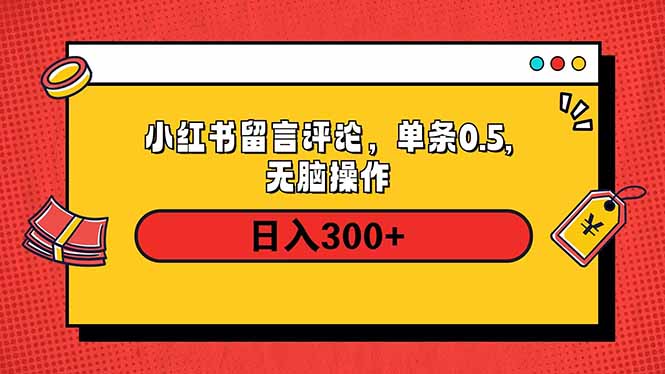 小红书评论单条0.5元，日入300＋，无上限，详细操作流程-网创源码
