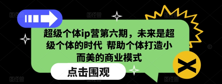 超级个体ip营第六期,未来是超级个体的时代 帮助个体打造小而美的商业模式-网创源码