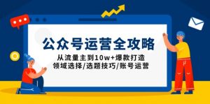 公众号运营全攻略:从流量主到10w+爆款打造,领域选择/选题技巧/账号运营-网创源码