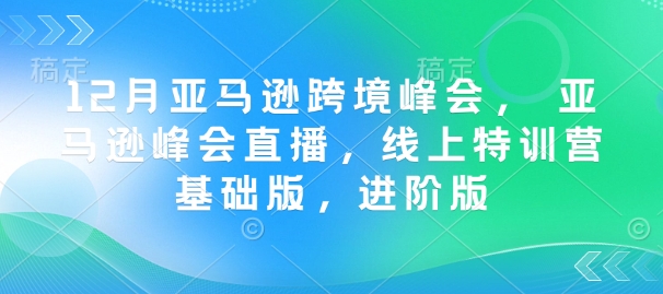 12月亚马逊跨境峰会， 亚马逊峰会直播，线上特训营基础版，进阶版-网创源码