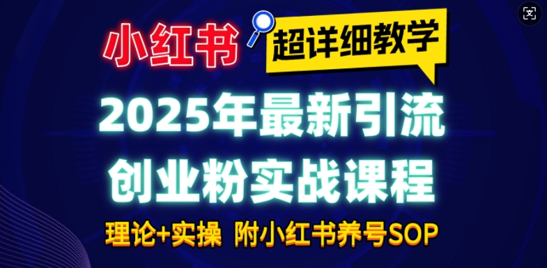 2025年最新小红书引流创业粉实战课程【超详细教学】小白轻松上手,月入1W+,附小红书养号SOP-网创源码
