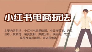 小红书电商玩法:带货/选品/找素材/裂变/数据分析/供应商/发货/售后/开店思维等-网创源码