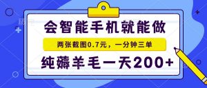 会智能手机就能做，两张截图0.7元，一分钟三单，纯薅羊毛一天200+-网创源码