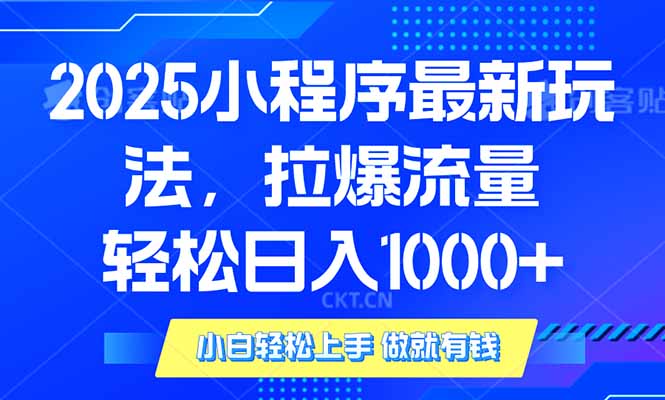 2025年小程序最新玩法，流量直接拉爆，单日稳定变现1000+-网创源码