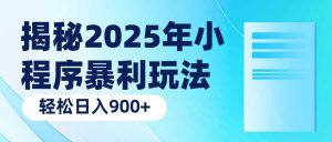 揭秘2025年小程序暴利玩法:轻松日入900+-网创源码