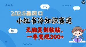 2025新风口,小红书冷知识赛道,无脑复制粘贴,一单变现300+-网创源码