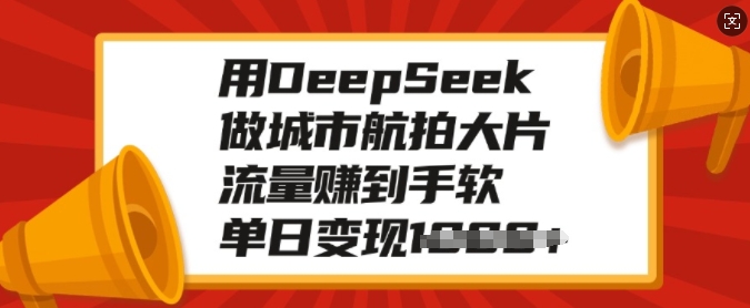 用DeepSeek做城市航拍大片，流量赚到手软，单日变现多张-网创源码