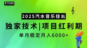 2025汽水音乐挂JI,独家技术,项目红利期,稳定月入5k【揭秘】-网创源码