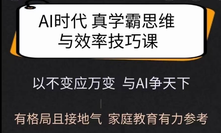 Ai时代真学霸思维与学习方法课，有格局且接地气，家庭教育有力参考-网创源码