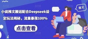 小说推文搬运配合Deepseek设定玩法揭秘，流量暴涨100%-网创源码
