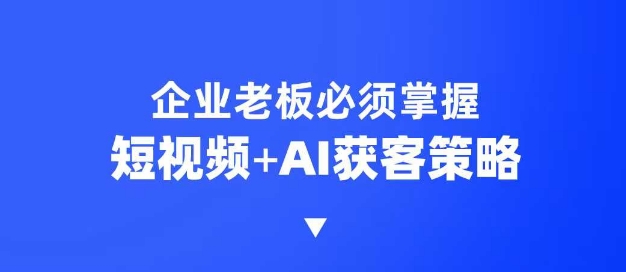 企业短视频AI获客霸屏流量课,6步短视频+AI突围法,3大霸屏抢客策略-网创源码