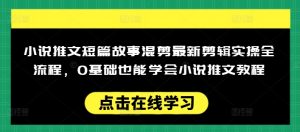 小说推文短篇故事混剪最新剪辑实操全流程，0基础也能学会小说推文教程，肯干多发日入多张-网创源码