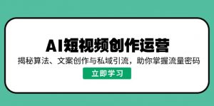 AI短视频创作运营，揭秘算法、文案创作与私域引流，助你掌握流量密码-网创源码