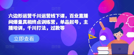 六边形运营千川运营线下课,百业直播间爆量真相终点训练营,单品起号,主播培训,千川打法,过款等-网创源码