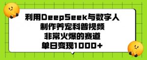 利用DeepSeek与数字人制作养宠科普视频，非常火爆的赛道，单日变现多张-网创源码