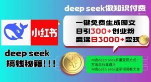 Deepseek一键免费生成小红书图文日引300+创业粉,日变现多张教程,方法全行业通用!-网创源码