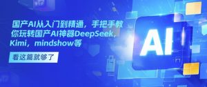 国产AI从入门到精通，手把手教你玩转国产AI神器DeepSeek，Kimi，mindshow等-网创源码