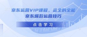 京东运营VIP课程，最全的全能京东爆款运营技巧-网创源码