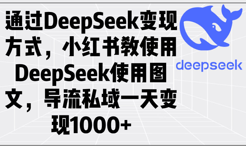 通过DeepSeek变现方式，小红书教使用DeepSeek图文，导流私域一天变现1000+-网创源码