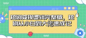 短剧变现逻辑完整版，短剧从小白到大佬速成记-网创源码