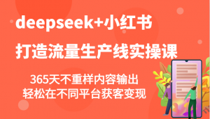 deepseek+小红书打造流量生产线实操课，365天不重样内容输出，轻松在不同平台获客变现-网创源码