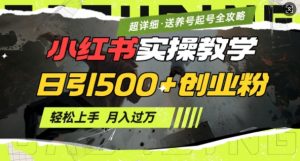 2月小红书最新日引500+创业粉实操教学【超详细】小白轻松上手,月入1W+,附小红书养号起号SOP-网创源码