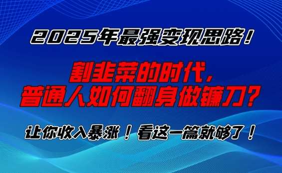 2025年最强变现思路,割韭菜的时代, 普通人如何翻身做镰刀?【揭秘】-网创源码