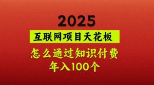 2025项目天花板，普通怎么通过知识付费翻身，年入百个【揭秘】-网创源码