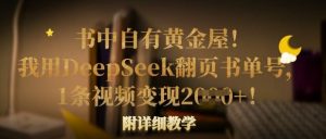 书中自有黄金屋！我用DeepSeek翻页书单号，1条视频变现多张！附详细教学-网创源码