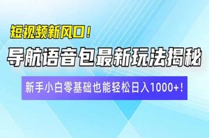 短视频新风口！导航语音包最新玩法揭秘，新手小白零基础也能轻松日入10...-网创源码