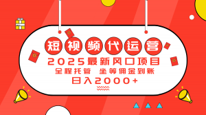 2025最新风口项目：短视频代运营日入2000＋-网创源码