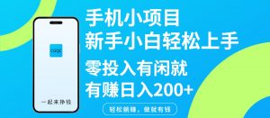 手机小项目新手小白轻松上手零投入有闲就有赚日入200+-网创源码