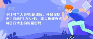 小红书个人IP陪跑课程，开启你职业生涯的PLAN-B，素人也能火成为百万博主的流量密码-网创源码