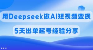佣金45%,用Deepseek做AI短视频变现,5天出单起号经验分享-网创源码