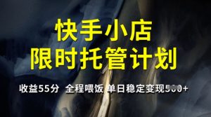 快手小店限时托管计划，收益55分，全程喂饭，单日稳定变现5张【揭秘】-网创源码