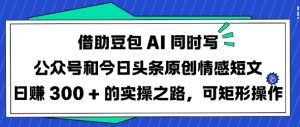 借助豆包AI同时写公众号和今日头条原创情感短文日入3张的实操之路，可矩形操作-网创源码
