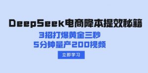 DeepSeek电商降本提效秘籍:3招打爆黄金三秒,5分钟量产200视频-网创源码