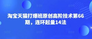 淘宝天猫打爆班原创高阶技术第66期,连环起量14法-网创源码