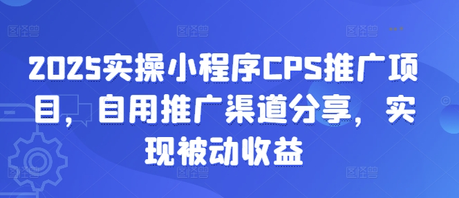 2025实操小程序CPS推广项目，自用推广渠道分享，实现被动收益-网创源码