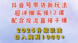 2025全新升级抖音带货玩法，一天纯利四位数，从剪辑到选品再到发布投流，超详细玩法揭秘-网创源码